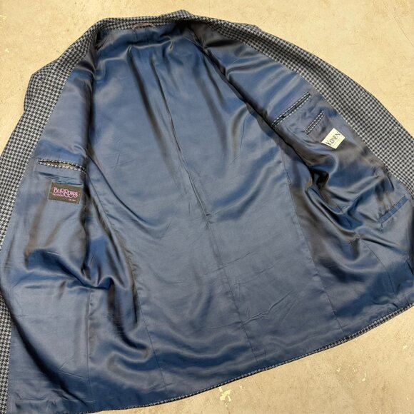 Konen Munchen Houndstooth Blazer Wool Cashmere Sport Coat Blue 42R - Picture 7 of 13